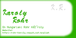 karoly rohr business card